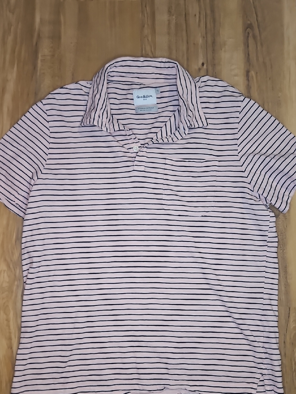 Goodfellow & Co Light Pink Polo with Navy Stripes